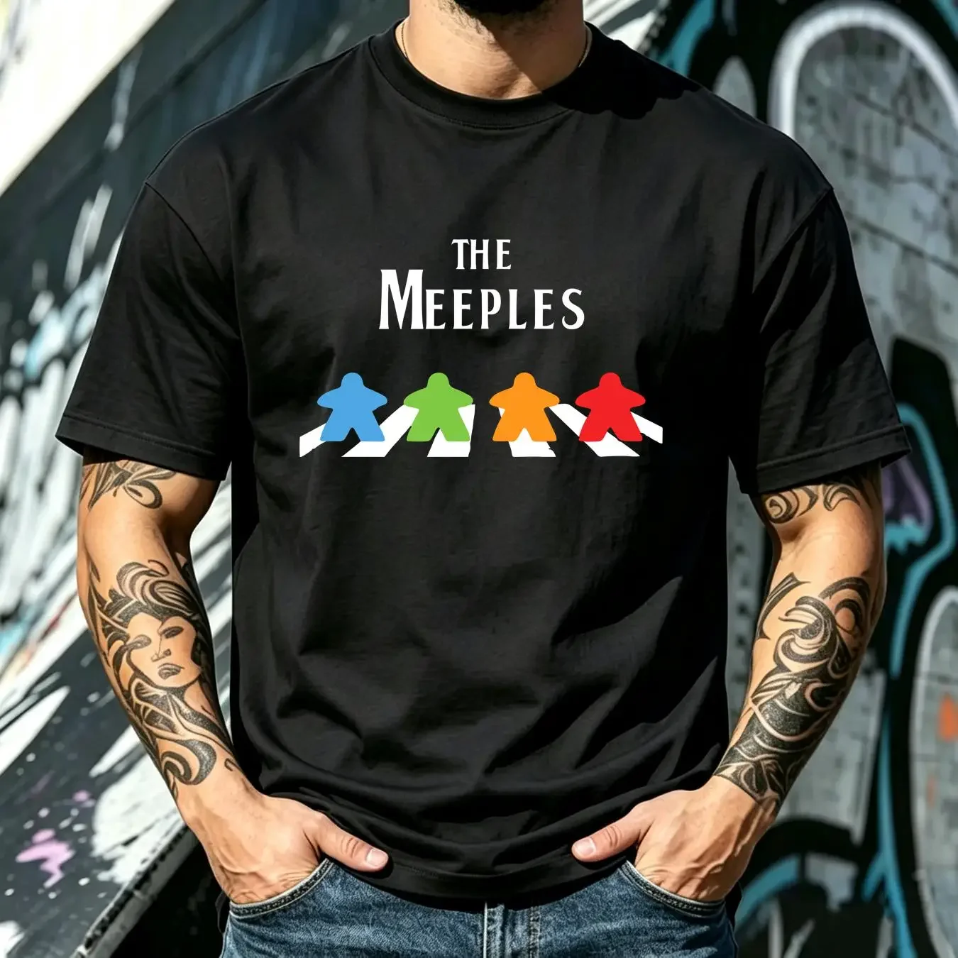 washed T Shirt NEW LIMITED The Meeples Board Game Addict vintage Washed Stylish designer clothes homme Unisex Casual Versatile