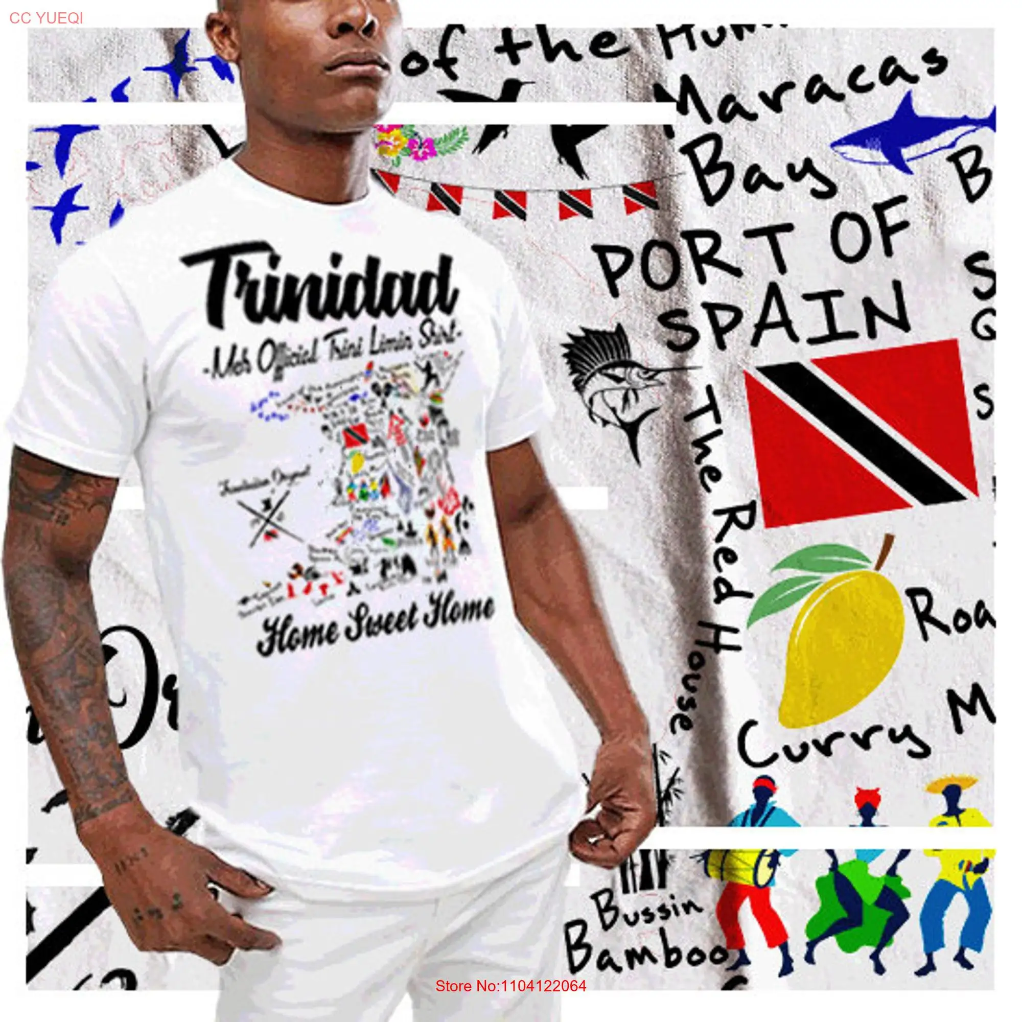 Trinidad Map T Shirt Proud Trini Caribbean Paradise Trinidadian Flag and tourist attraction Island of with Landmarks