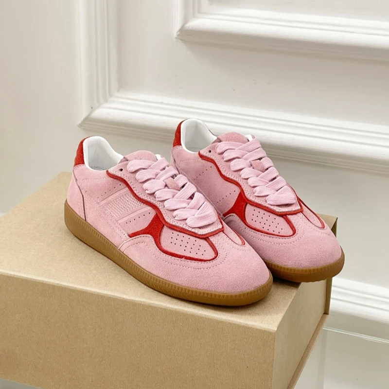 

New Leather Color Block Strapped Agam Training Shoes for Women Comfortable Flat Casual Sporty Sneakers White Boardwalk Sneakers