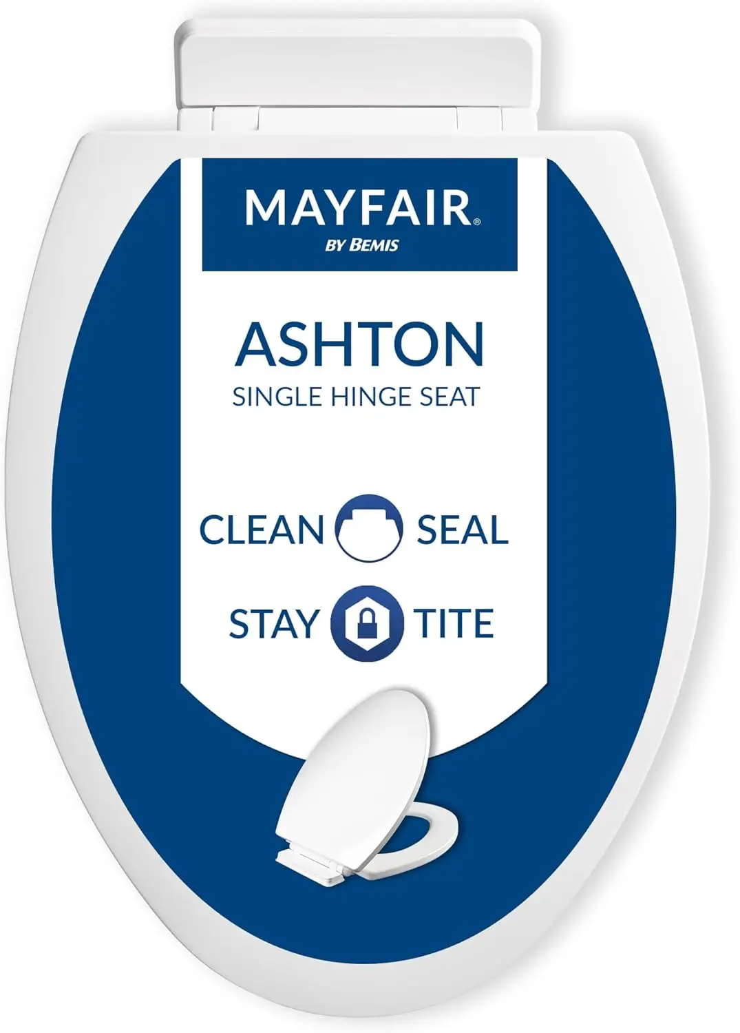 

Easy Clean Single Hinge Toilet Seat, Modern Slow Close Wooden Design, Elongated White Made in USA