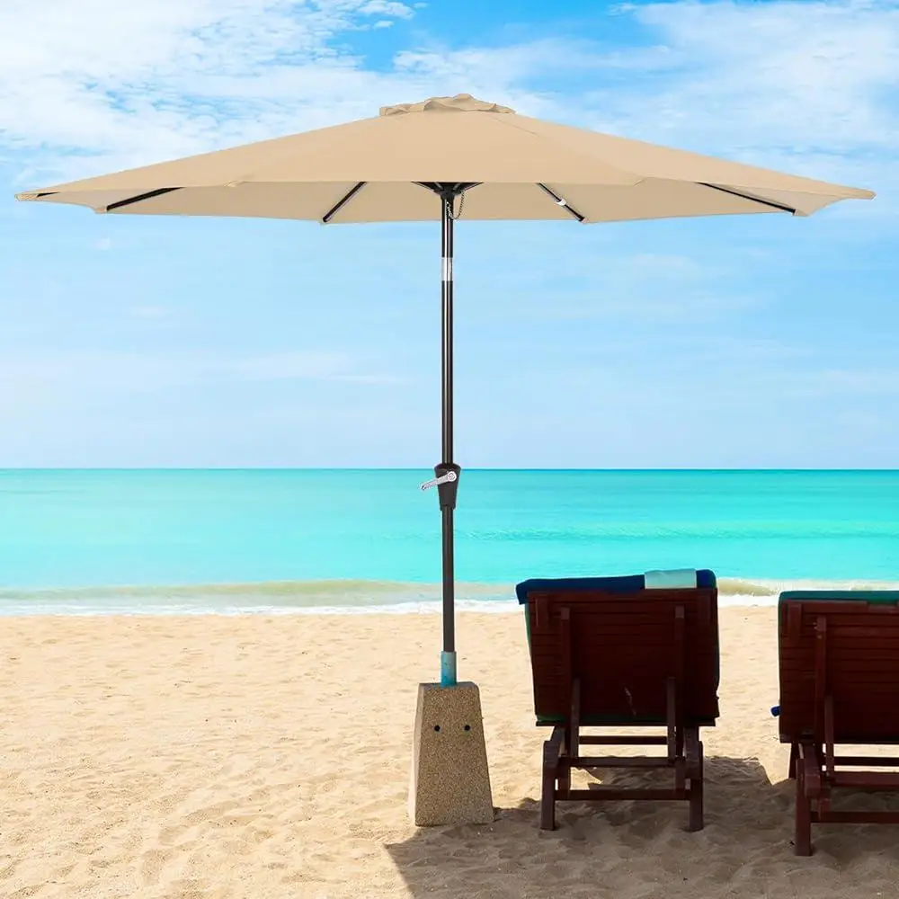 9フィート 屋外用傘 クランク付き 簡単に傾斜可能 耐久性のあるフレーム 防水キャノピー 完璧なパティオデッキ ガーデンシェード