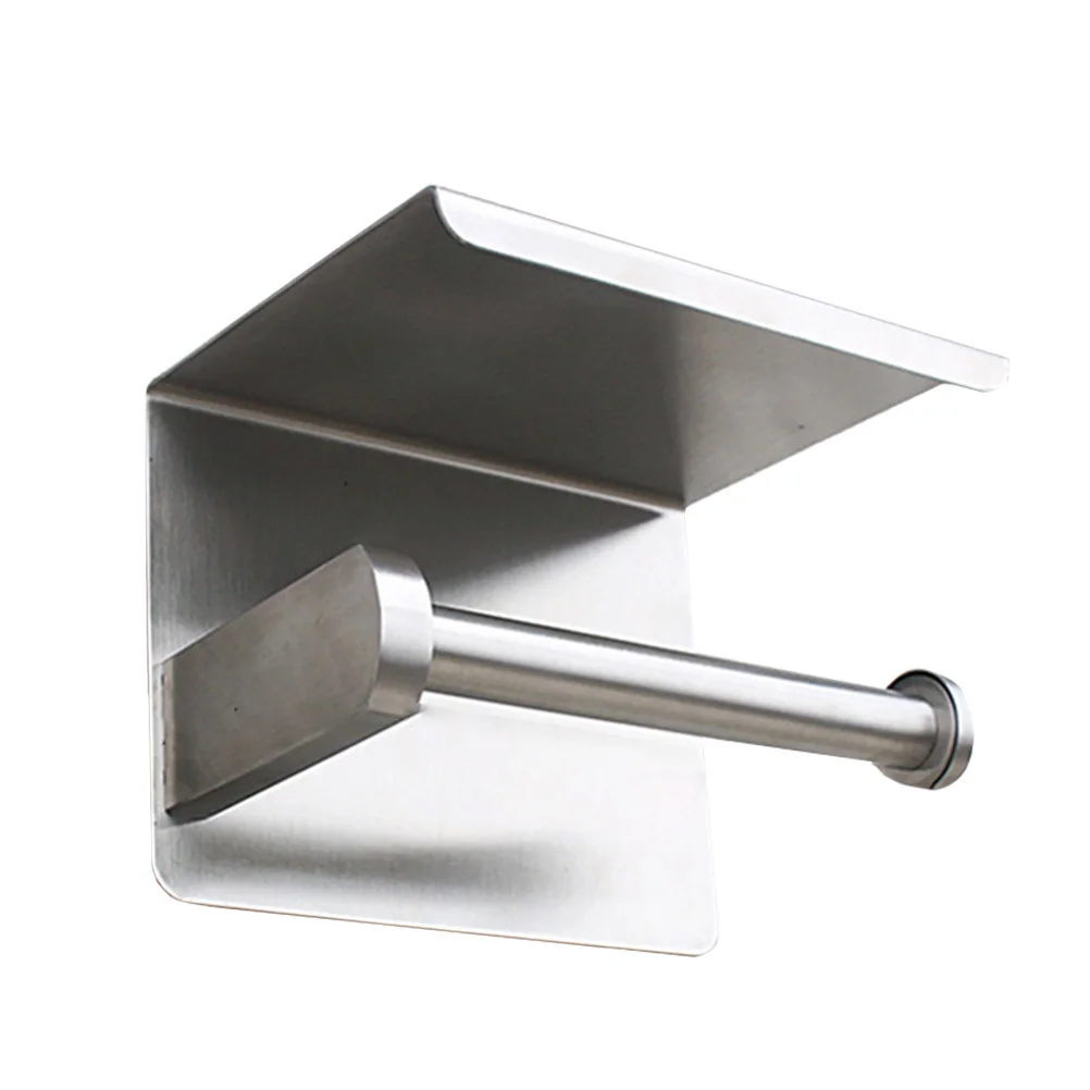 

Stainless Steel Tissue Roll Wall Mounted Bathroom Shelf For Toilet Paper Cellphone Storage Multi Functional Space Saving