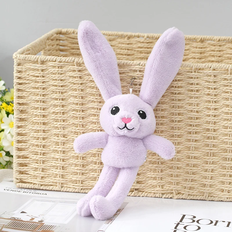 30cm Plush Rabbit Long Ears Pullable Rabbit Doll Keychain Ear Legs Retractable Rabbit Plush Toy Bag Ornament Children\'s Gift