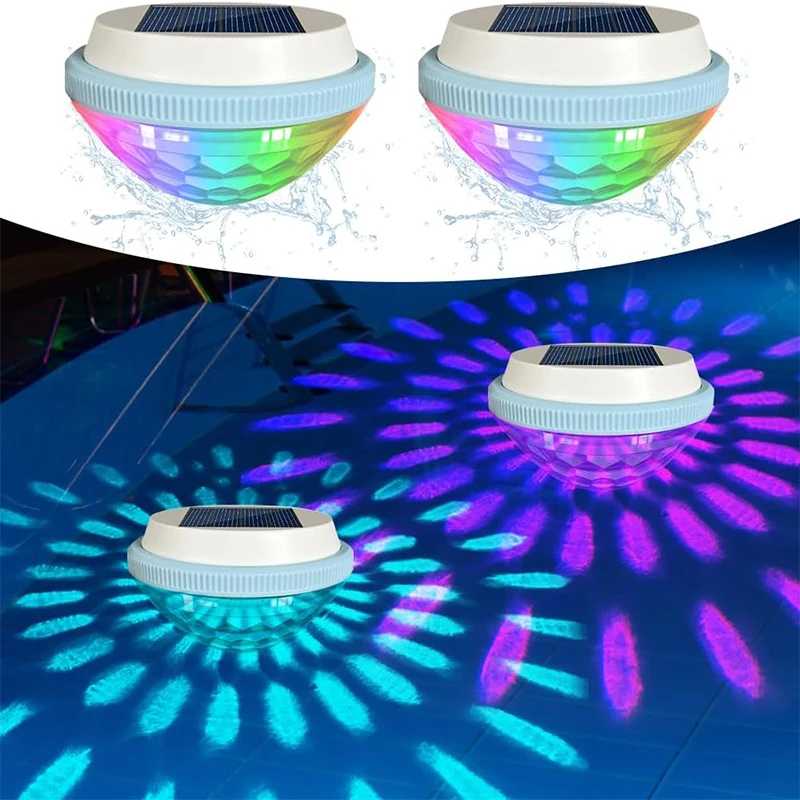 NEW 1/2Pcs Solar Floating Pool Lighting, RGB Colour Changing Waterproof Pond Lights for Decoration of Swimming Pools, Yard Roads