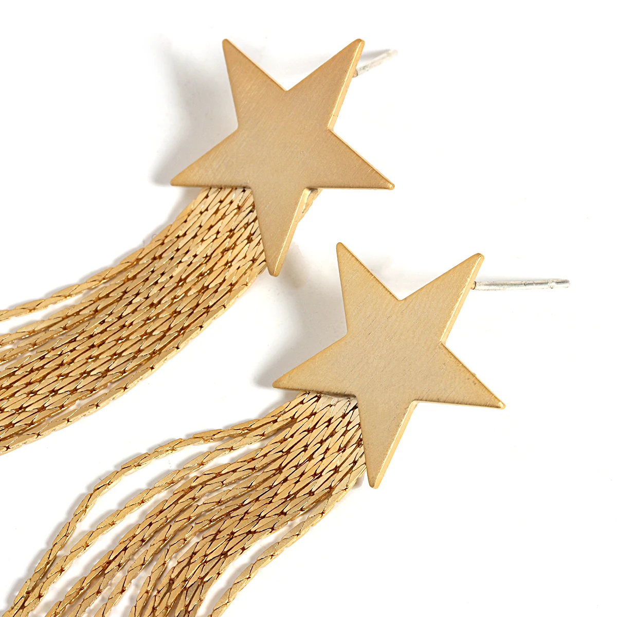 Lifefontier Gold Silver Color Metal Star Long Tassel Drop Earrings For Women Trendy Geometric Party Dangle Earring Jewelry