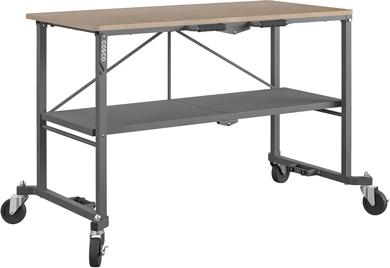 SmartFold Portable Workbench/Folding Utility Table with Locking Casters, 600 lb. Capacity, MDF Top