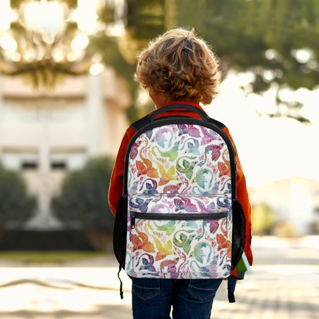 Zaino Dragon Fire Rainbow per ragazze Zaino per studenti di grande capacità Zaino per studenti delle scuole superiori dei cartoni animati da 17 pollici