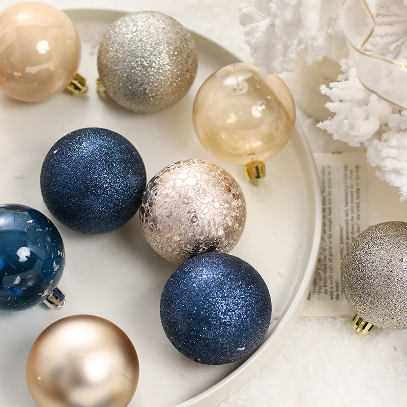 Sfera di plastica blu di lusso 6CM ornamenti di natale capodanno pendenti con palline appese decorazioni natalizie per la casa Adornos Navidad