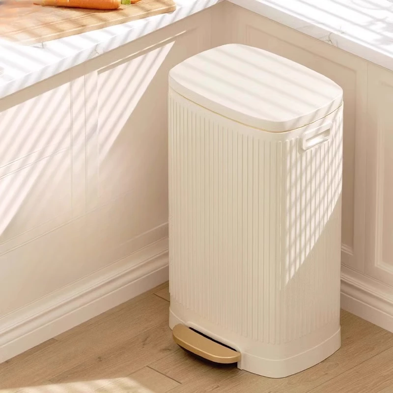 Stainless Steel Hotel Trash Can  Dual-Bin Large Capacity Kitchen Waste Bin  Pedal Office Paper Basket  Wide-Open Lid Design