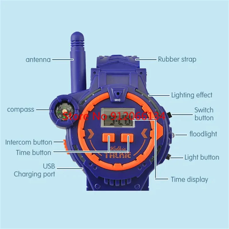 Walkie-talkie de juguete para niños, intercomunicador multifuncional, llamada inalámbrica remota, reloj de iluminación, interacción al aire libre