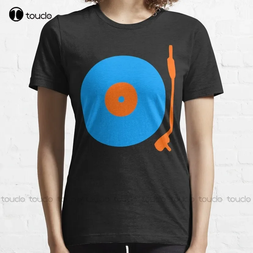 Blue Orange Vinyl Record Turntable T-Shirt White Tshirts For Mens Cotton Custom Aldult Teen Unisex Digital Printing Tee Shirt