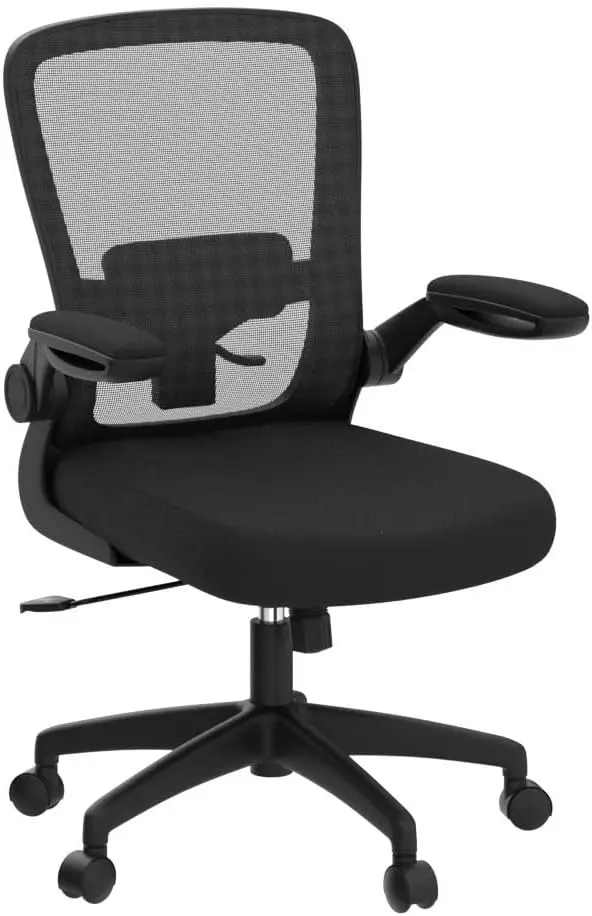 Ergonomic Mesh Office Chair with Lumbar Support, Adjustable High Back, Flip-up Armrests, Swivel Computer Desk Chair, Black view 5