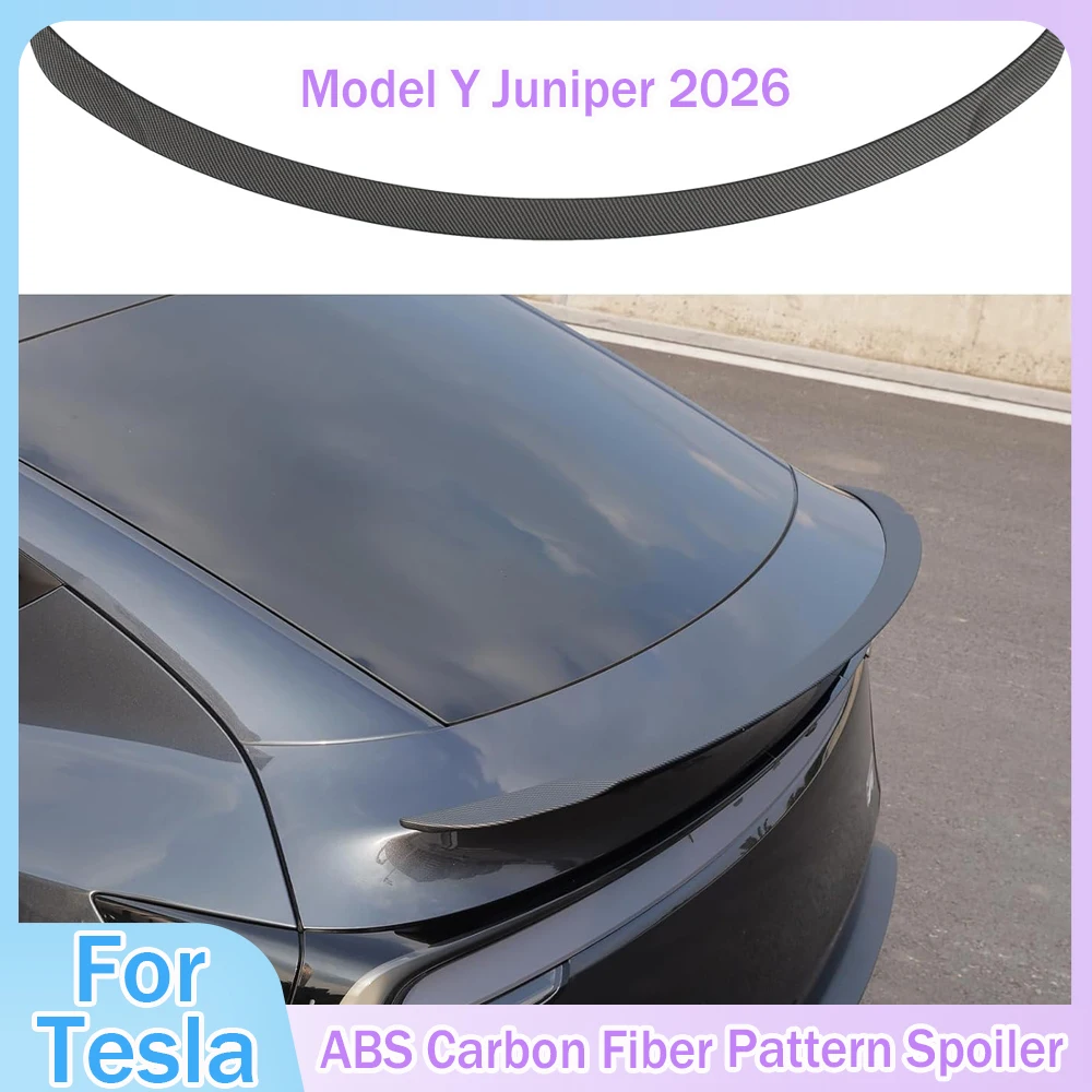 ABS Carbonfaser-Muster Spoiler für Tesla Model Y Juniper 2026 Original Hochleistungs-Kofferraumflügel Auto-Tuning-Zubehör