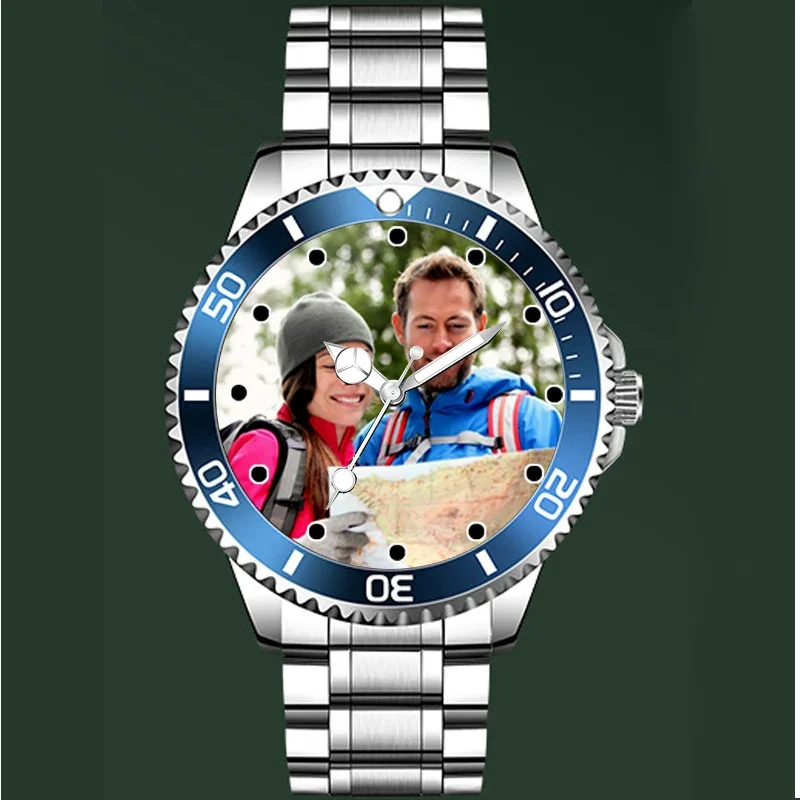 Benutzerdefinierte FotouhrUnisex RLX-Stil Uhr Druck Foto Logo auf Zifferblatt Bild Uhr DIY kreative Uhren für Männer und Frauen