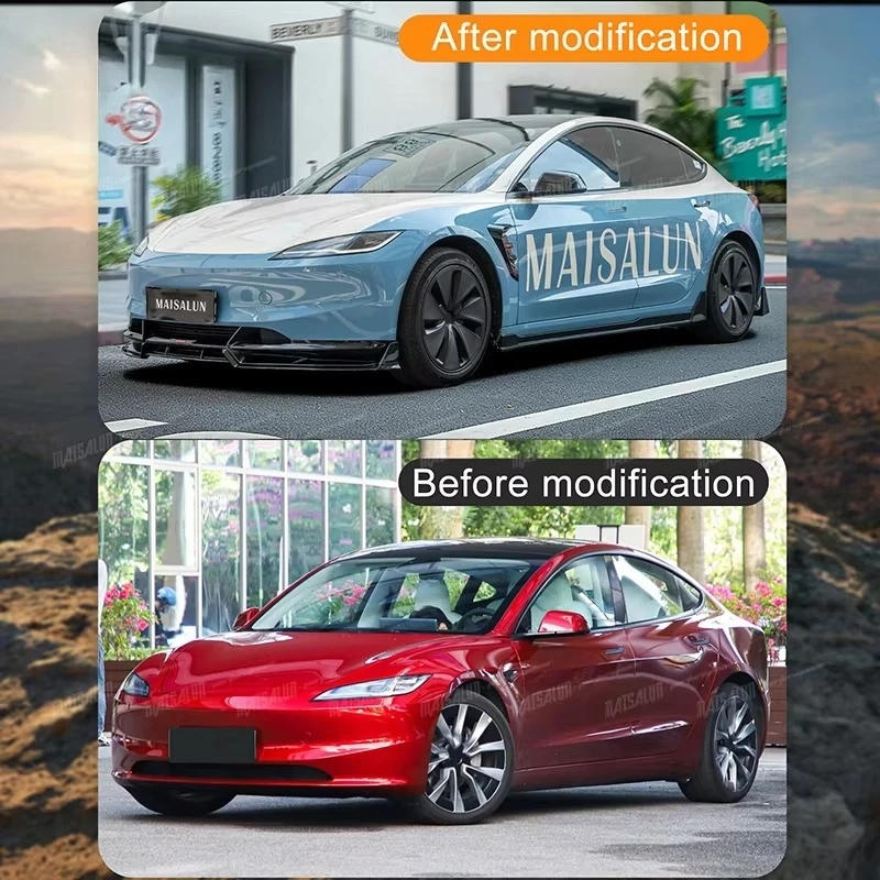 

For2024+ MSL Gloss Black Battle Edition Body Kit For Tesla Model 3 ABS Material Car Front Rear Lip With Led Auto Parts