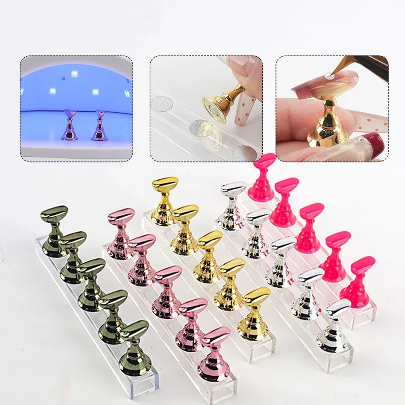 

Magnetic Nail Holder False Nail Tip Practice Stand Crystal Base Holder Acrylic Manicure Showing Shelves Nail Art Display Board