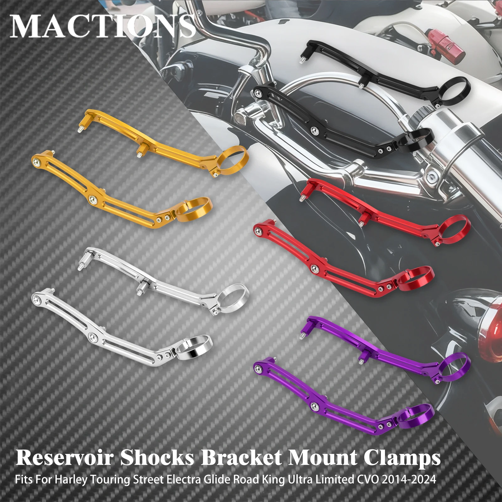 

Motorcycle Reservoir Shocks Bracket Mount Clamps For Harley Touring Street Electra Glide Road King Ultra Limited CVO 2014-2024