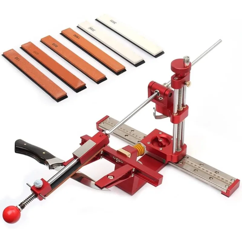 6つの砥石を備えたプロのナイフ研ぎ器、360 ° の反転角度、調整可能な設計、固定角度、高精度グラインダー