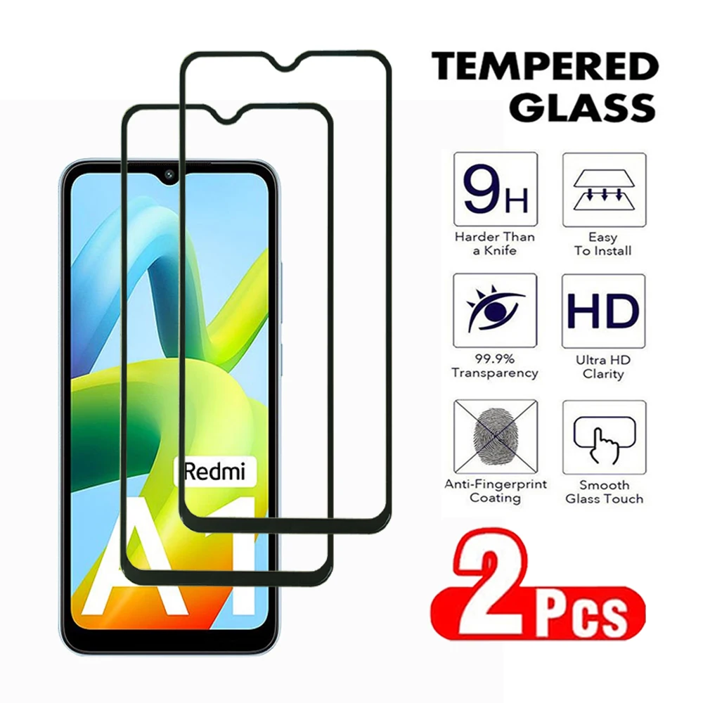 2Pcs Full Cover Tempered Glass For Xiaomi Redmi Note 8 9 Pro Max 9S 8T 9T Screen Protector Redmi 8A 9A 9T 9C NFC A1 A2 Plus Film