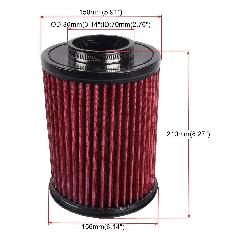 Automobile modification: Aluminum alloy 70MM air filter. E-2993 mushroom head washable air filter.