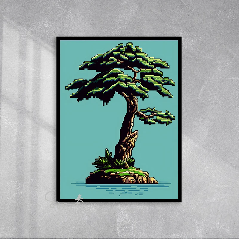 Pixel Art City Car Countryside Poster Canvas Printing Pixel Artwork Wall Decor Prints Home Living Room Kids Room Wall Art Decor