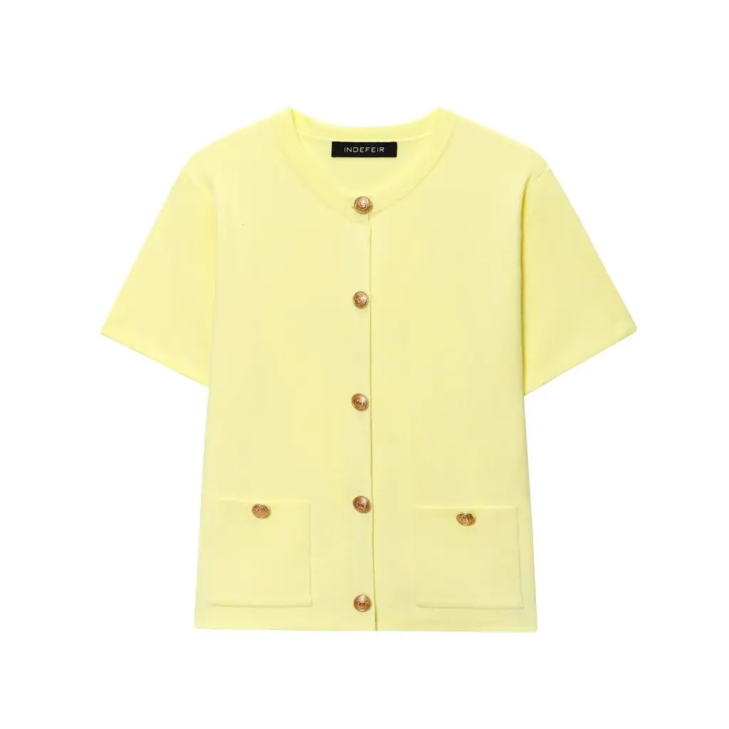 

Pb& Women's round Neck Short Sleeve Knitted Jacket Small Fragrance Easy Match Autumn New Style 6427031