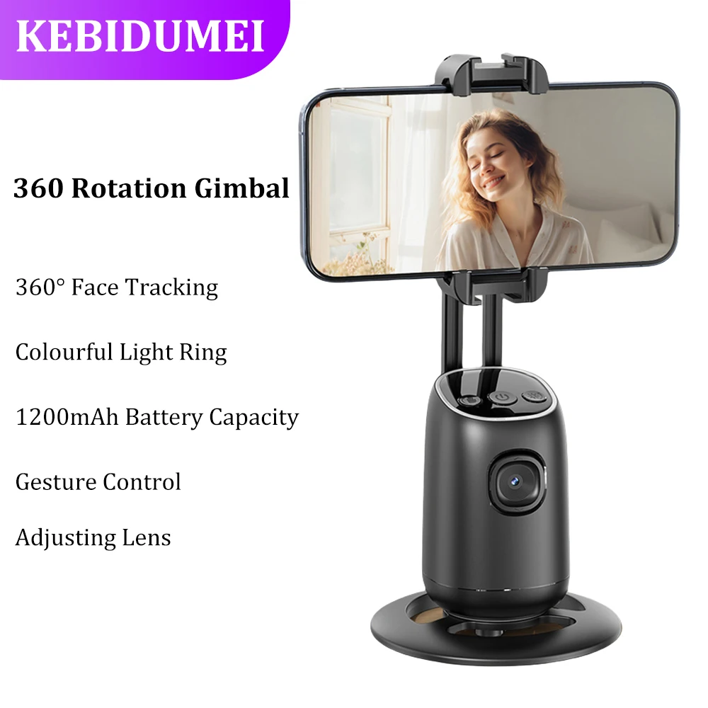 360 Rotation Gimbal Stabilizer AI Following Face Tracking Fully Automatic Tracking Gimbal PTZ For Tiktok Live Vlog Video Record