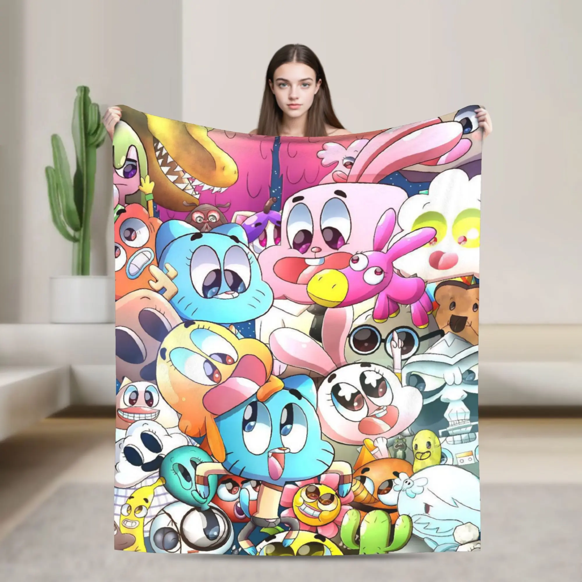 The Amazing World of Gum Ball Fleece Blanket Cartoon Creative Throw Blankets for Home 125*100cm Quilt