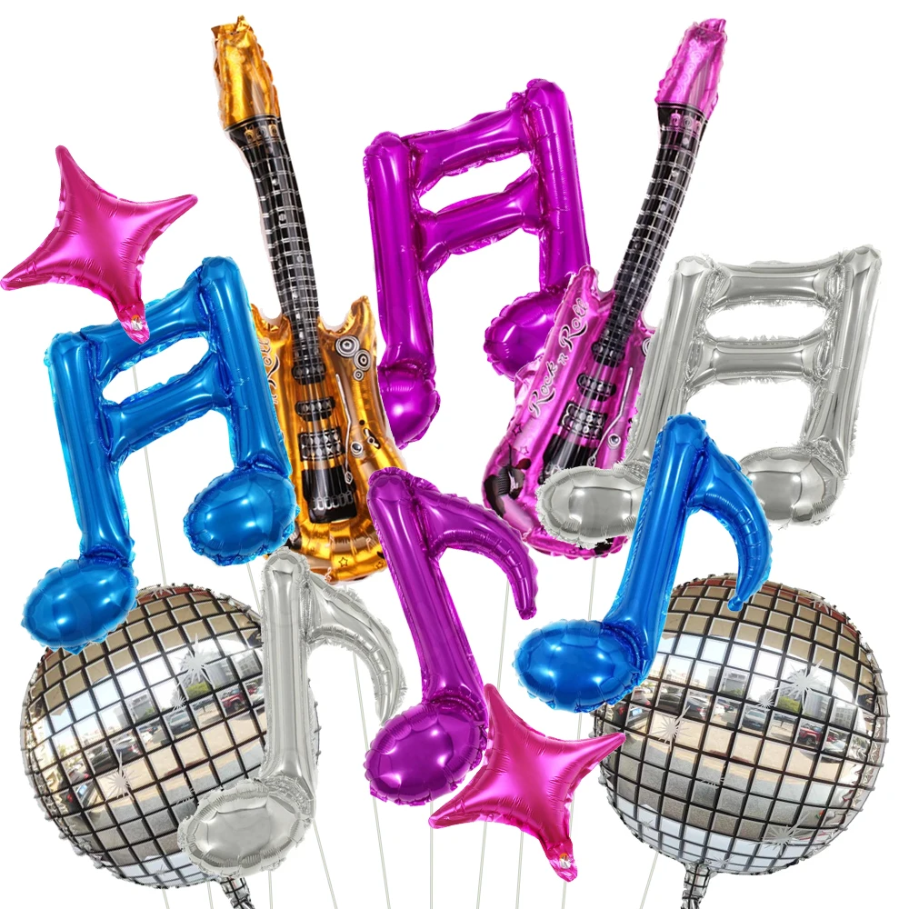 12-teiliges Gitarren-Folienballon-Set Musiknoten-Ballons Musik-Themen Geburtstagsparty-Dekoration Ballon Fotografie-Requisiten