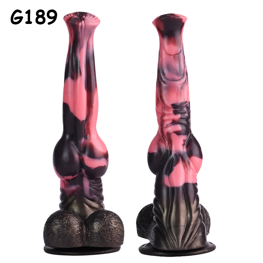 NNSX Pink & Black Horse Dildo Monster Penis Silicone Butt Plug Anal Plug G Spot Stimulator Adult Sex Toys for Women Men Pleasure view 2
