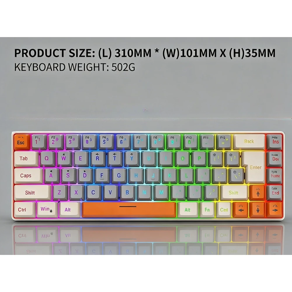 teclado 68 Keys Wired Membrane Keyboard RGB Backlit Three Color Puzzle Game Multi Function Key Line Separation gaming keyboards