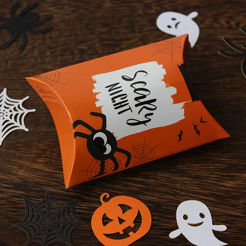 10 Stück Halloween-Kissenförmige Süßigkeitenbox Geschenkbox, Halloween-Kürbis-Geister-Hexen-Geschenkbox – Detail 10