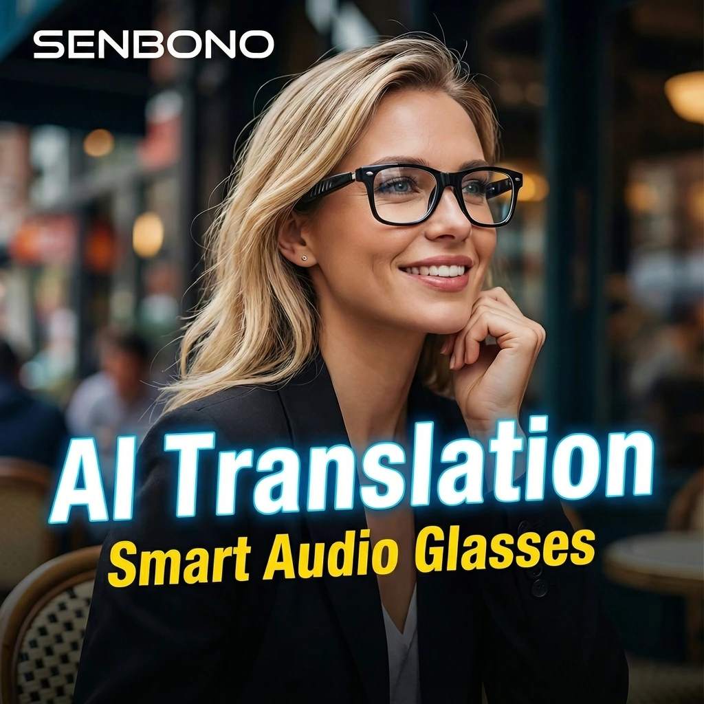 SENBONO 2026 AI Translation Smart Audio Glasses feor Men 100+ Languages Translator Bluetooth Call Music Play Sunglasses for Men image 6