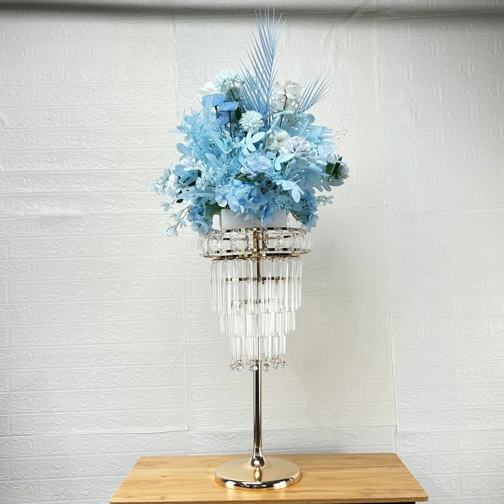 IMUWEN Wedding Table Centerpiece 31.5 Inches Tall Crystal Road Lead Flower Rack Event Party Decoration