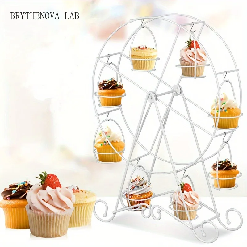 Ferris Wheel Cupcake Stand Dessert Serving Tray Metal Display Cupcake 360° Rotatable for Wedding Party Furnishing Accessories
