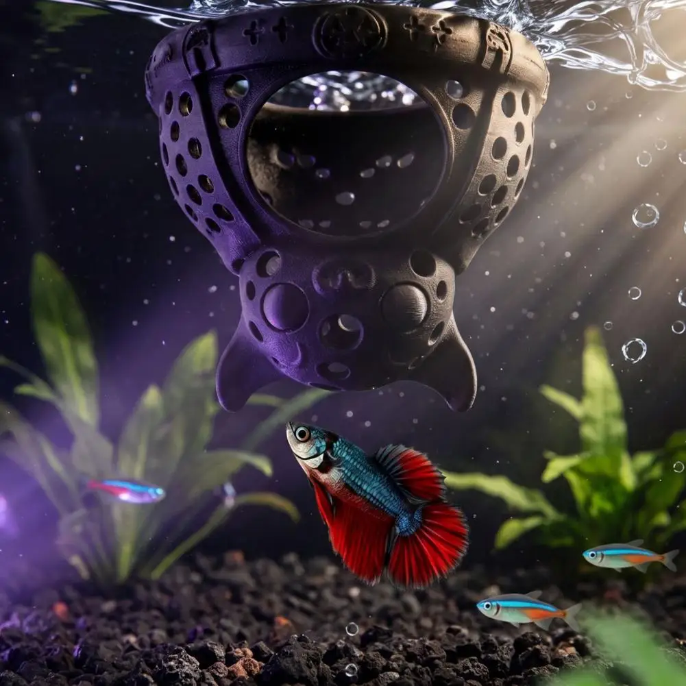 Fish Tank Cave Halloween Aquarium Hideout Cave Floating Bat Betta Hammock Spot Ghost Fish Tank Decoration for Shrimp for Shrimp
