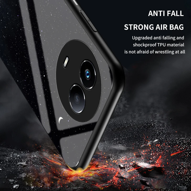 السماء المرصعة بالنجوم المبهرة لامعة الزجاج المقسى الغطاء الخلفي ل Realme 11 4G/5G لينة حافة الوفير نمط رائع مشرق ألعاب Funda