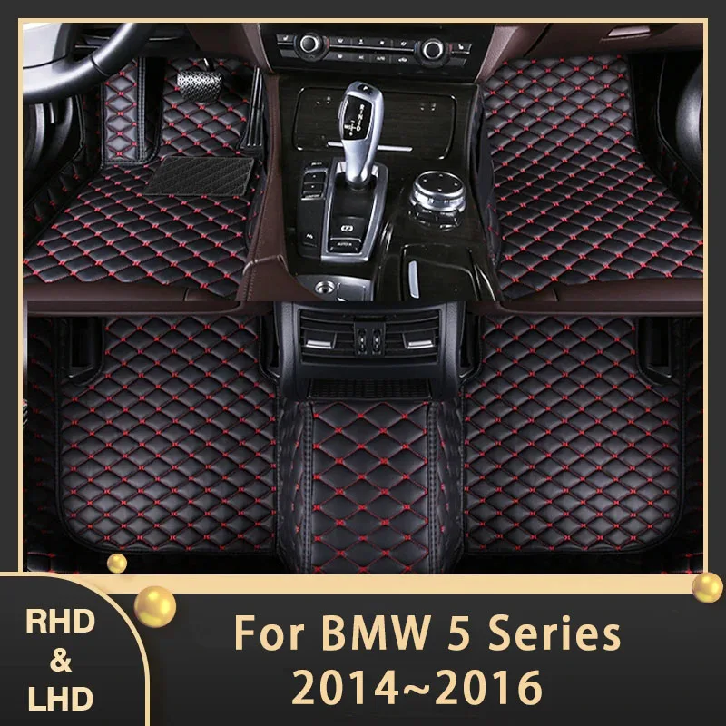 

Car Floor Mats For BMW 5 Series 2014 2015 2016 Custom Auto Foot Pads Leather Carpet Interior Accessories