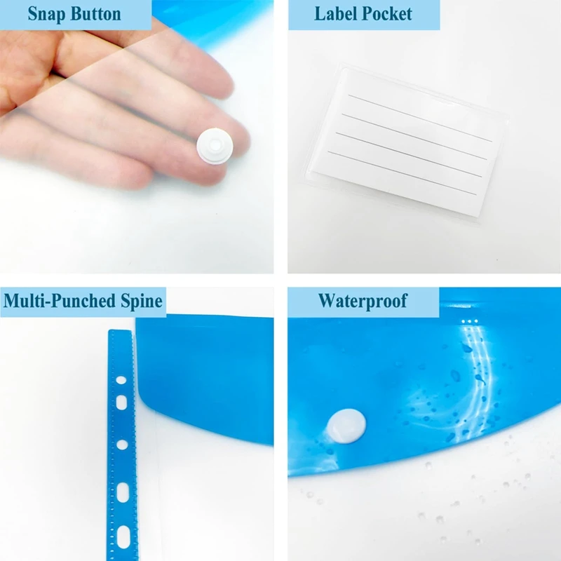 Binder Pockets For 3/4/11 Ring Binder, Expandable Document Organizer With Snap Button And Label 12Pack