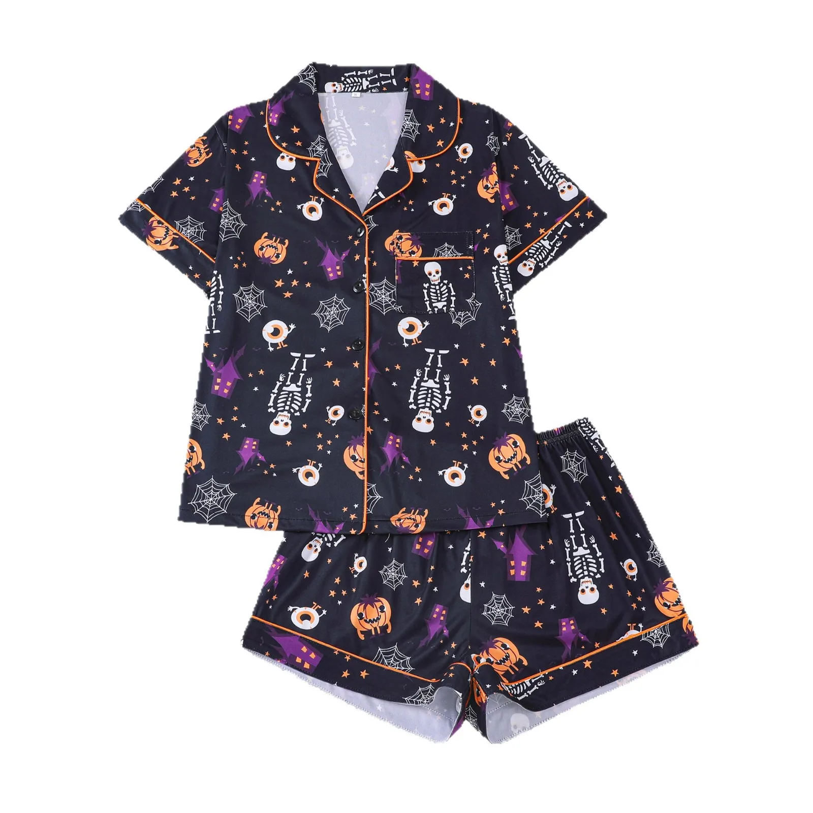 New Halloween Pajama Printed Short Sleeved Women Home Outfit Set Pajamas for Women Sleepwear