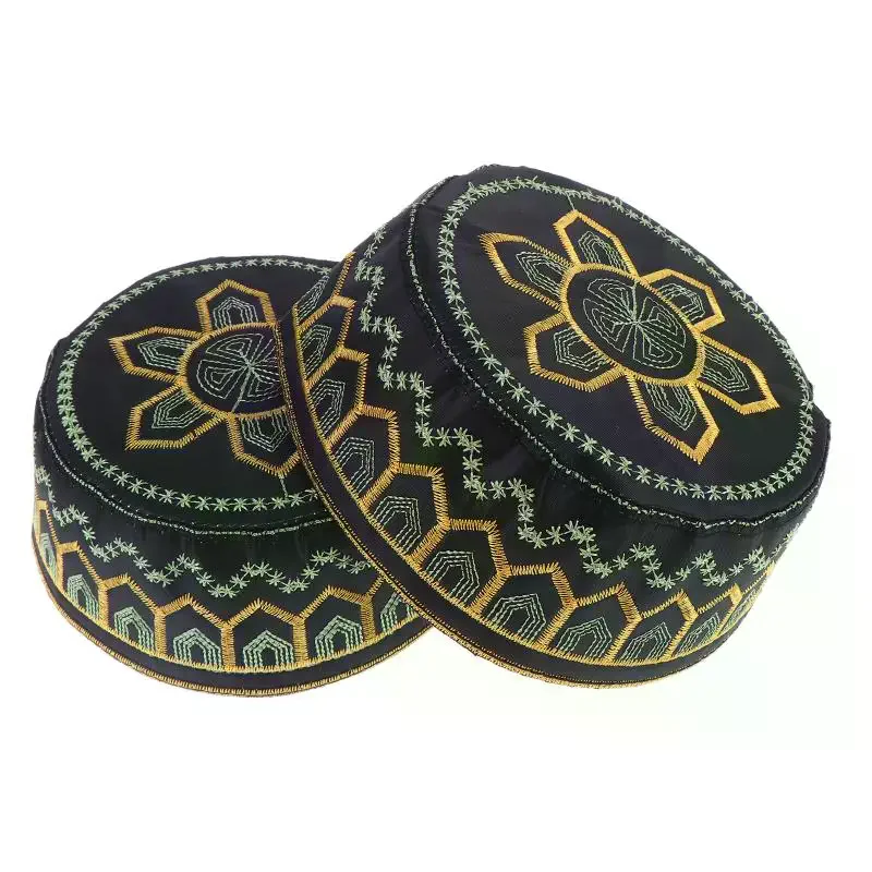 Polyester Embroidery Men Prayer Caps Arab Muslim Leisure Saudi Arabia Hat Headscarf Clothing Turban Saudi Cap Cotton