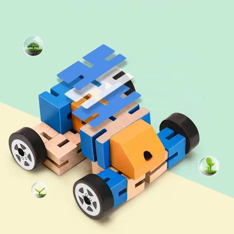 Juguete Deformable de madera, Robot transformable, rotación Flexible, regalo de aprendizaje para niños pequeños, juego de conteo preescolar