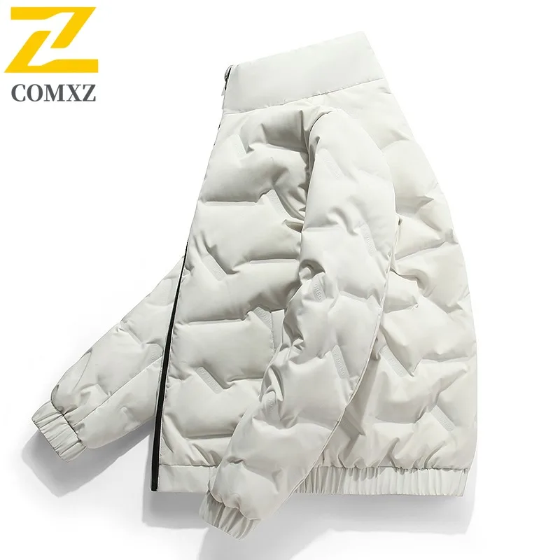 COMXZ الفاخرة الرجال أسفل سترة عالية الجودة بطة أسفل العمل خفيفة الوزن سترة منفوخة الترفيه الوقوف طوق السفر معاطف الشتاء الدافئة