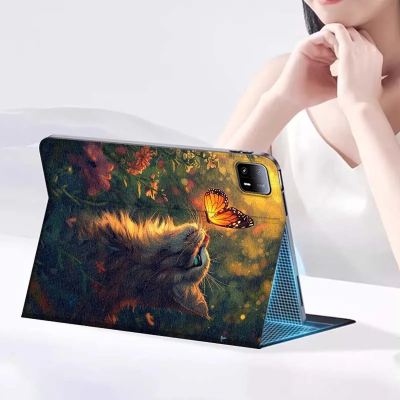 فراشة القط الفن زهرة ل Xiaomi Redmi Mi Pad 4 5 6 6s 7 7s SE Pro 2 11 Plus Max 12.4 11 11.2 12.5 8.7 بوصة اللوحي