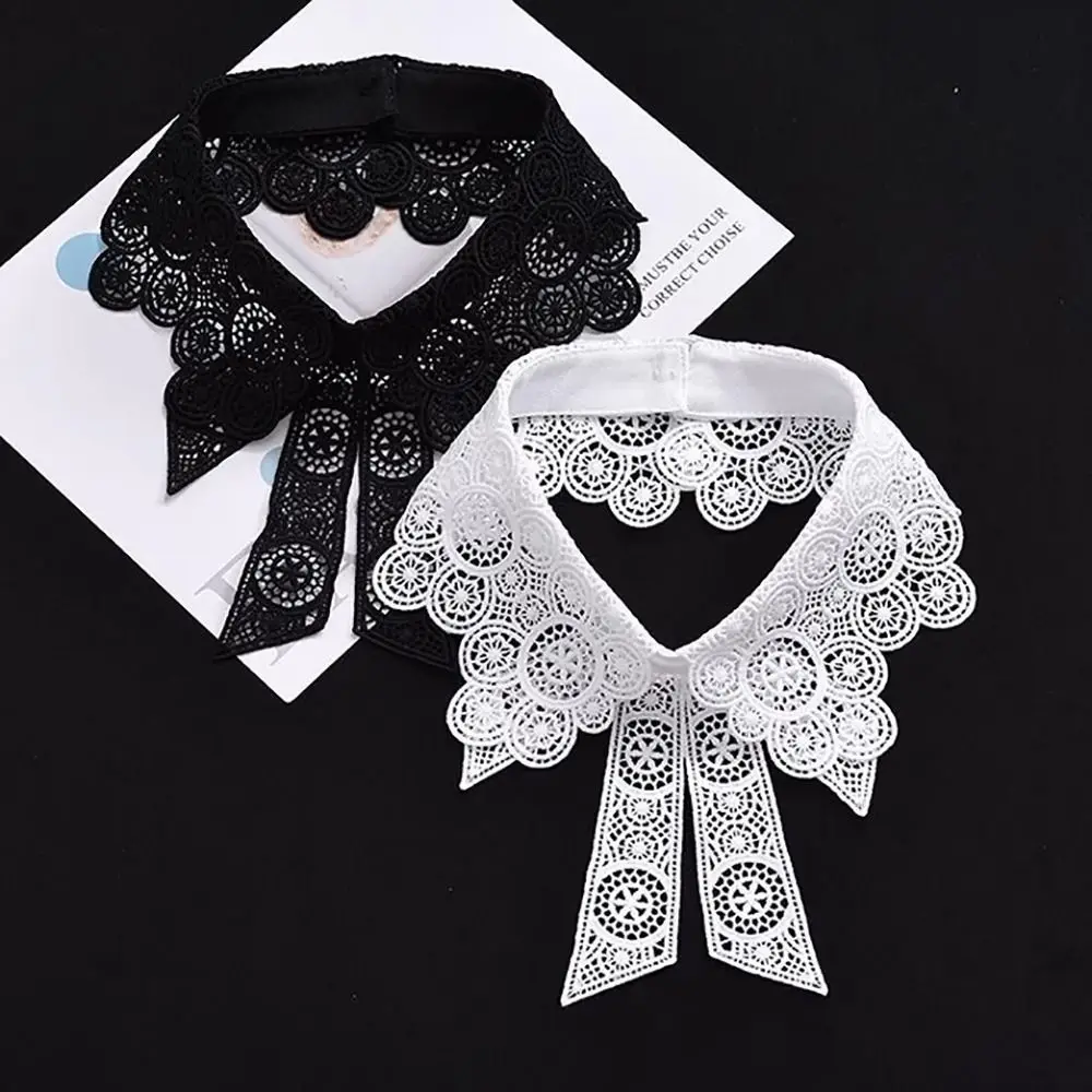 New Lace Floral Fake Collar Detachable Black White False Collar Wedding Dress Accessory Women Girls