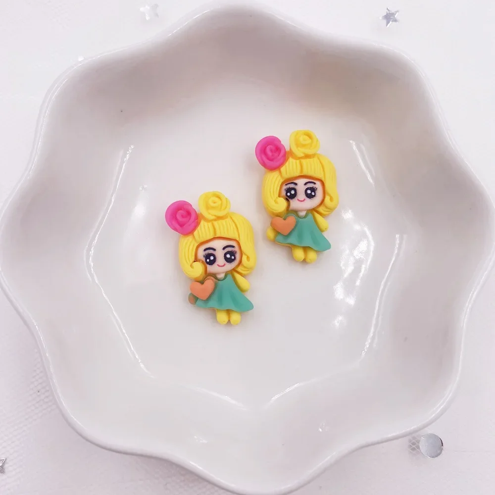 20pcs Colorful Resin Mini Girl Princess Anime Flatback Cabochon Scrapbook Craft DIY Accessory Decor Figurine OH69