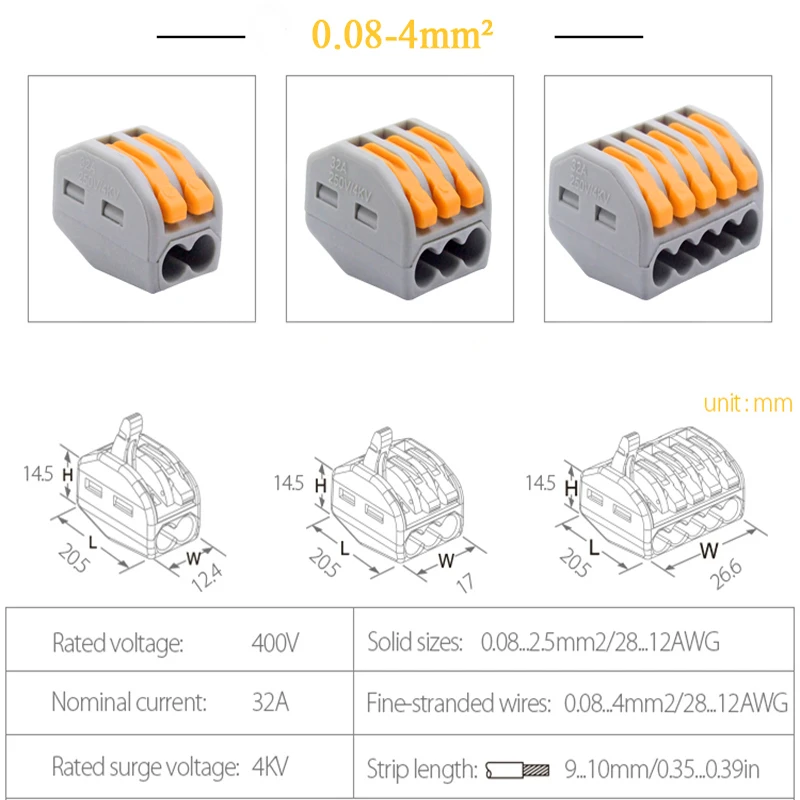 Wire Terminal Combination Universal Compact Terminal Led Lighting Parallel Connector, 2-3 Chamber Hybrid Rapid Terminal