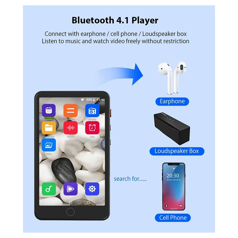 MP4 Player Portable Touch Screen Bluetooth Wifi MP3 MP 4 Video Music Player