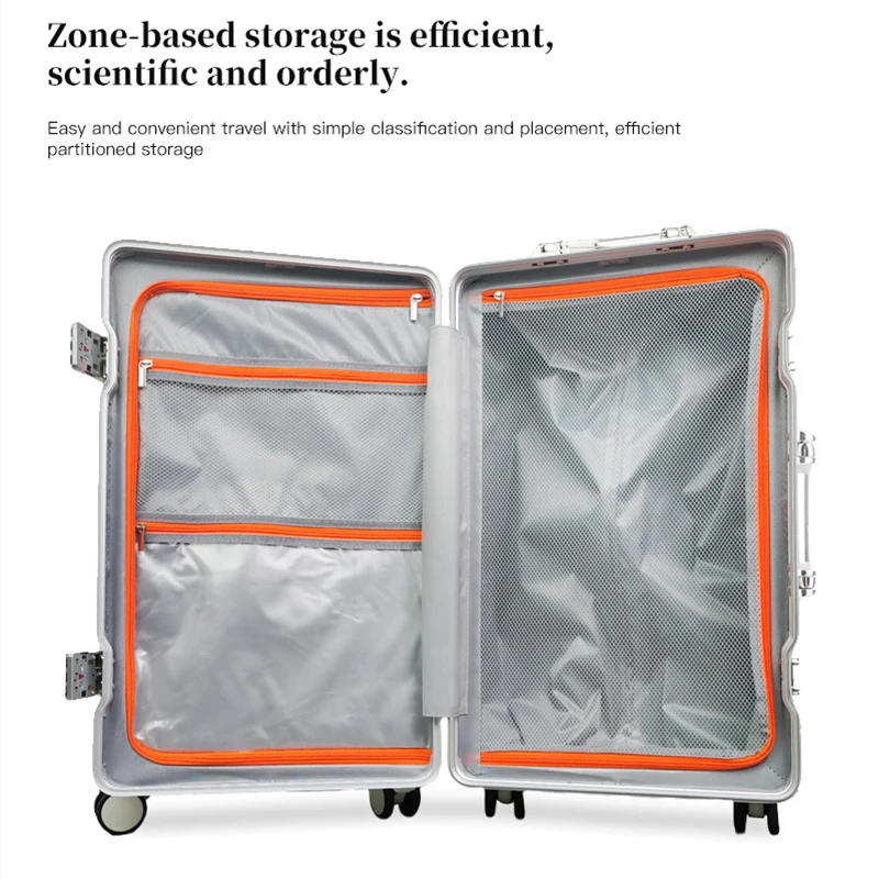 Bagagli con telaio in alluminio ispessito di grande capacità, valigia da viaggio con password ruota universale resistente da 26 pollici, studente da 24 pollici