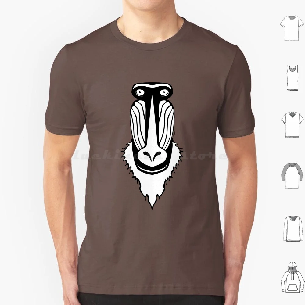 Mandrill Face T Shirt Big Size 100% Cotton Mandrill Mandril Monkey Ape Mandrillus Sphinx Face Head Danish Design Beard Animal